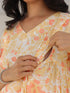 Off White Pure Cotton Floral Printed A-line Maternity Kurta